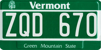 VT license plate ZQD670