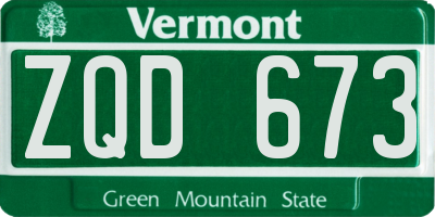 VT license plate ZQD673