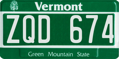 VT license plate ZQD674