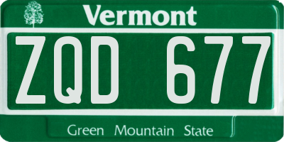 VT license plate ZQD677
