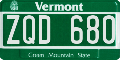 VT license plate ZQD680