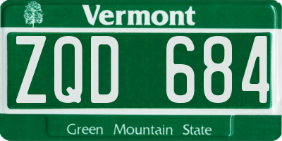 VT license plate ZQD684