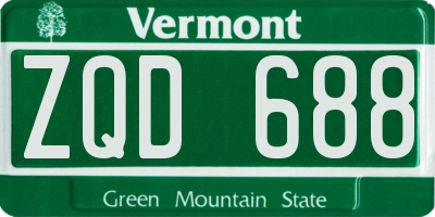 VT license plate ZQD688