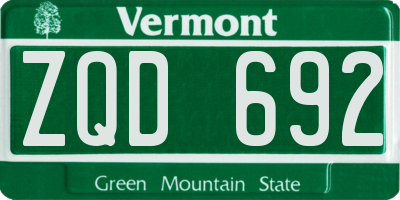VT license plate ZQD692
