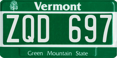 VT license plate ZQD697