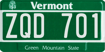 VT license plate ZQD701