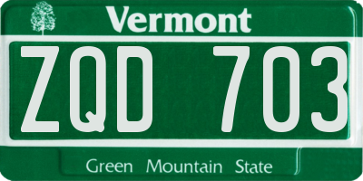 VT license plate ZQD703