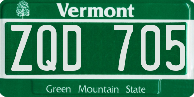 VT license plate ZQD705