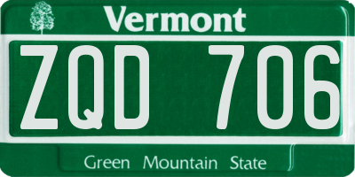 VT license plate ZQD706