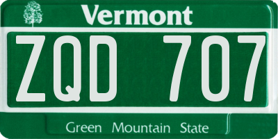 VT license plate ZQD707