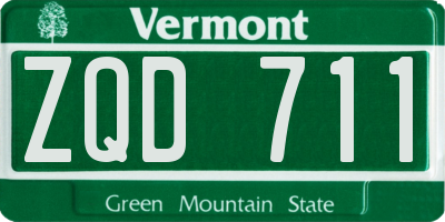 VT license plate ZQD711