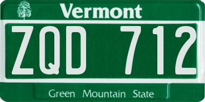 VT license plate ZQD712