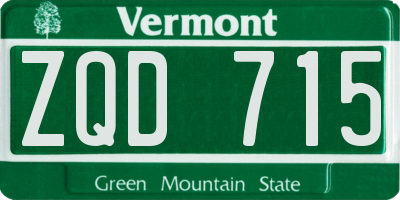 VT license plate ZQD715