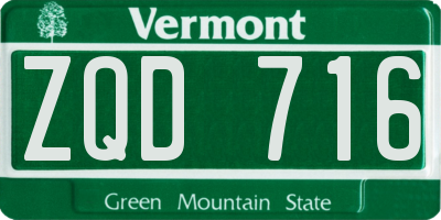 VT license plate ZQD716
