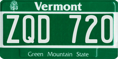 VT license plate ZQD720