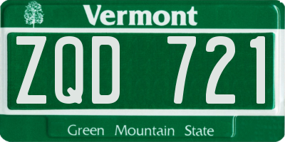 VT license plate ZQD721