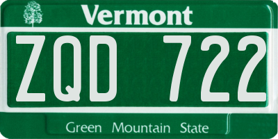VT license plate ZQD722