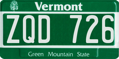 VT license plate ZQD726