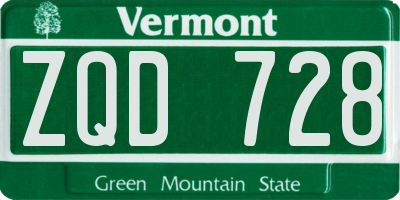 VT license plate ZQD728