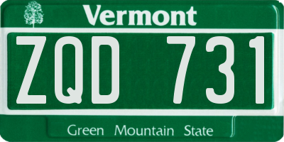 VT license plate ZQD731