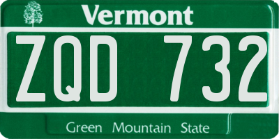 VT license plate ZQD732