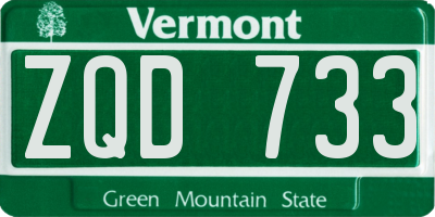 VT license plate ZQD733