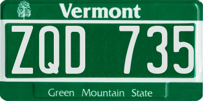 VT license plate ZQD735