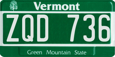 VT license plate ZQD736