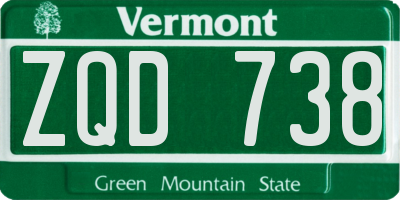 VT license plate ZQD738