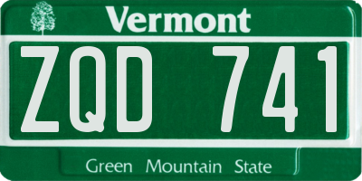 VT license plate ZQD741