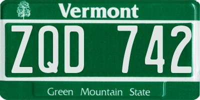 VT license plate ZQD742