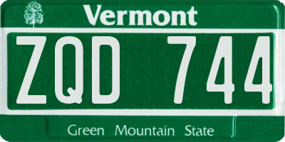 VT license plate ZQD744