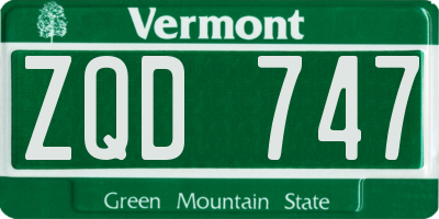 VT license plate ZQD747