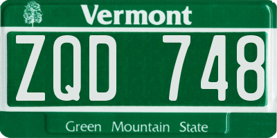 VT license plate ZQD748