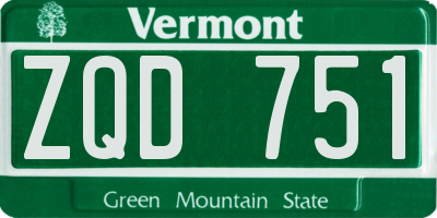 VT license plate ZQD751