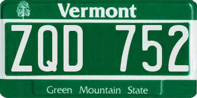 VT license plate ZQD752