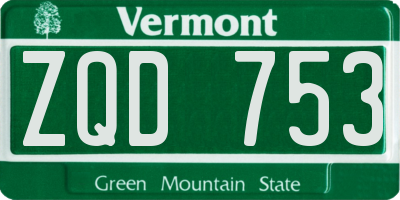 VT license plate ZQD753