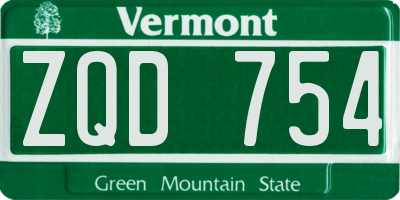 VT license plate ZQD754