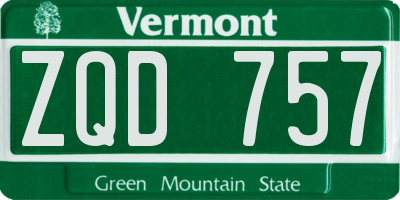 VT license plate ZQD757