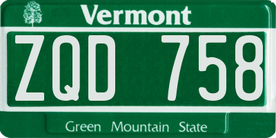 VT license plate ZQD758