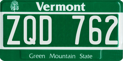 VT license plate ZQD762