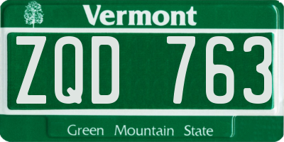 VT license plate ZQD763