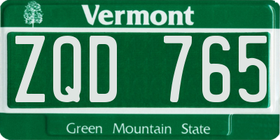 VT license plate ZQD765