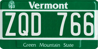 VT license plate ZQD766