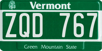 VT license plate ZQD767