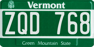 VT license plate ZQD768