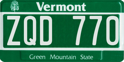 VT license plate ZQD770