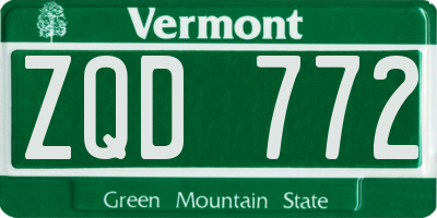 VT license plate ZQD772