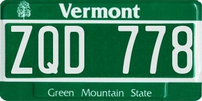 VT license plate ZQD778