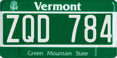 VT license plate ZQD784